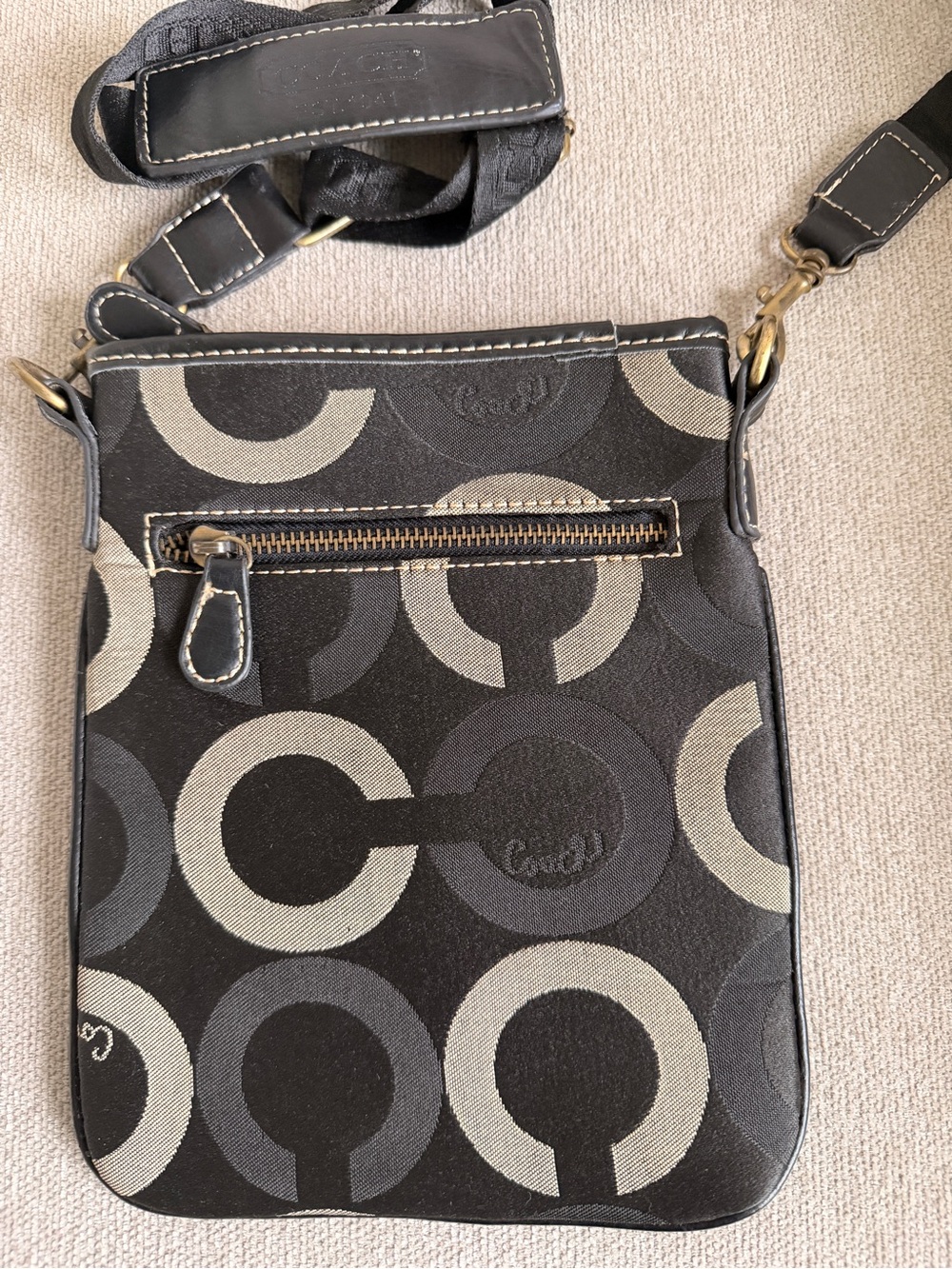 Coach Black & Gray Signature Crossbody Pouch - Picture 2 of 10